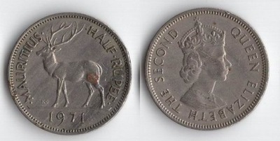 MAURITIUS BRYTYJSKI 1971 1/2 RUPEE