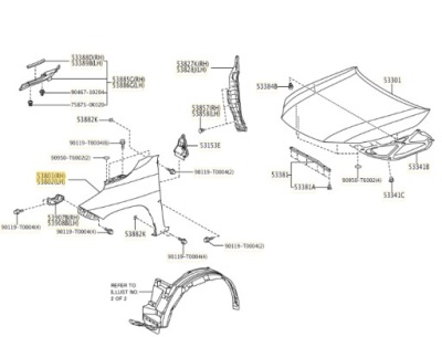 Оригинальный номер toyota крыло передний правый toyota hilux 53811yp010 фото №1
