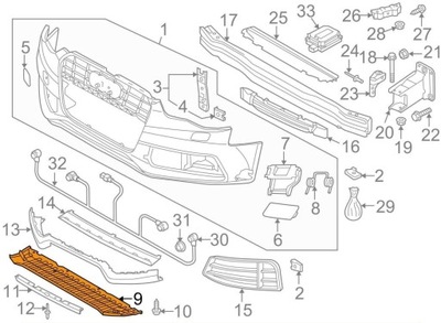 Дефлектор бампера audi a5 8t 8t0807611b, новый фото №1