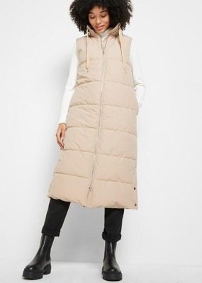 1K0F5 BONPRIX KAMIZELKA PIKOWANA BEŻOWA DŁUGA 36