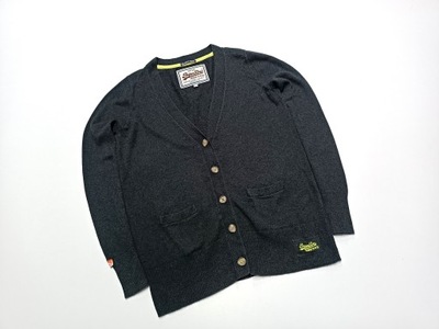 SUPERDRY VINTAGE SWETER KARDIGAN Z KASZMIREM r. L