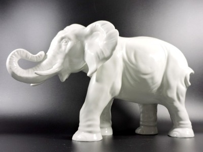 Duża figurka biały słoń porcelana Grafenthal
