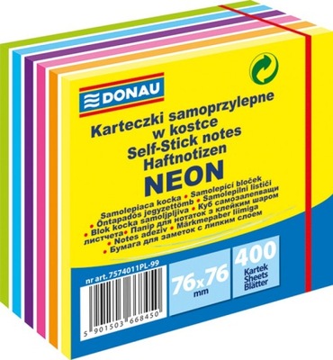 Notes Samoprzylepny Donau 76x76 6 Kol.Neon-Pastel