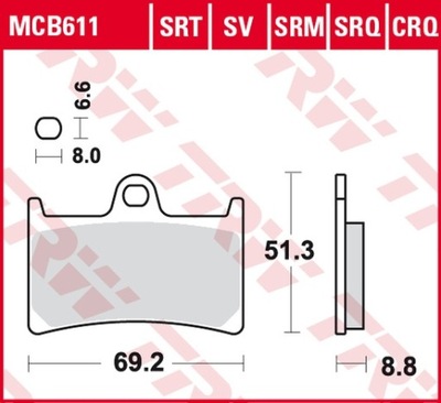 TRW КОЛОДКИ HAM. ПЕРЕД MOTO. (SINTER STREET) YAMAHA YZF 1000 R1 (04-06) YAMA