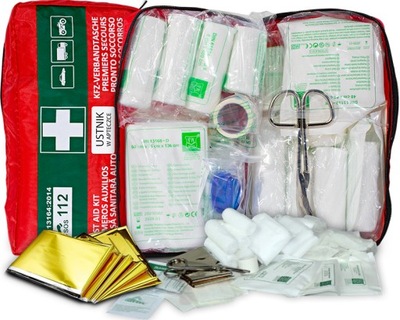 FIRST AID KIT AUTOMOTIVE DIN13164 INTEGRAL EUROPE MOUTHPIECE BLANKET THERMAL EQUIPMENT  