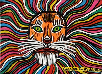 Obraz Gracjan Roztocki 'Król Lew', płótno, akryl