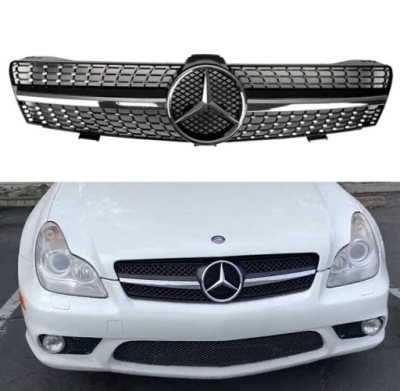 Решётка радиатора решётка радиатора diamond mercedes cls w219 c219 03-08 чёрный + хром фото №1