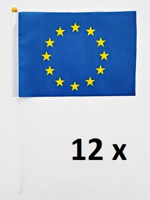 Chorągiewka Unijna Flaga Unii Europejskiej na patyczku UE - 12 sztuk