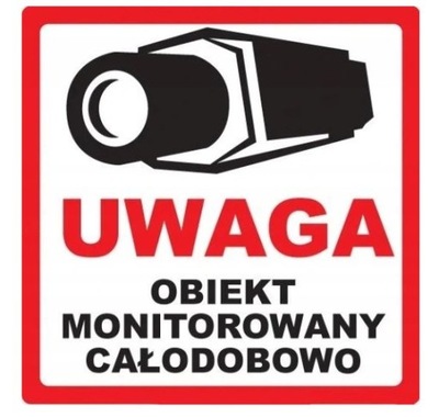 NAKLEJKA OBIEKT MONITOROWANY CAŁODOBOWO 20x20cm