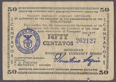 Filipiny - 50 centavos 1944 (VG-VF)