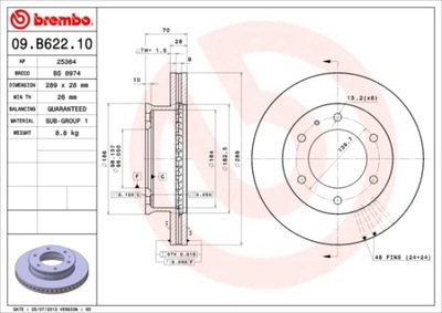 DISCOS DE FRENADO PARTE DELANTERA BREMBO 09.B622.10 09B62210  