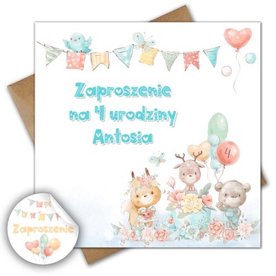 Zaproszenia na 1 2 3 4 5 Urodziny PERSONALIZOWANE