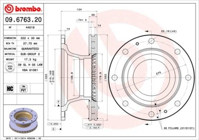 BREMBO 09.6763.20 DISKU STABDŽIŲ 