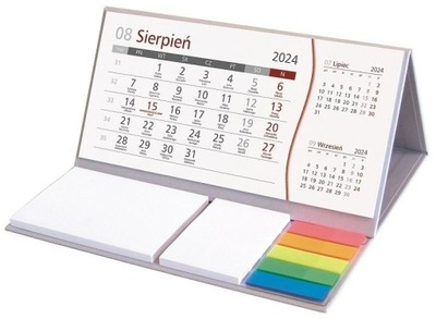 Kalendarz biurkowy na biurko 2024 z notesem SZARY