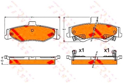 Trw комплект гальмівних колодок ham. задня chevrolet camaro 3.8/ фото №1
