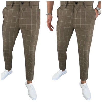 Spodnie materiałowe krata s-1 fashionmen2 r. 38