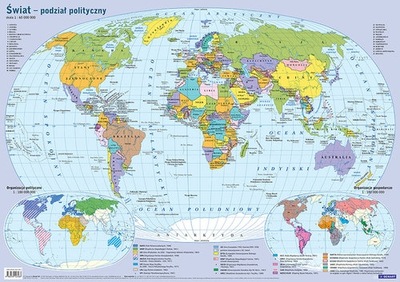 Mapa świata polityczna Plansza edukacyjna szkoła