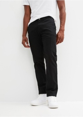 3I1D07 BONPRIX SPODNIE OCIEPLANE CZARNE REGULAR FIT STRAIGHT 56