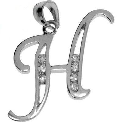 Literka srebrna "H" wisior.