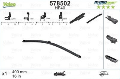 LIMPIAPARABRISAS ESCOBILLAS 400MM HF40 HYDROCONNECT PARTE DELANTERA VAL578502  