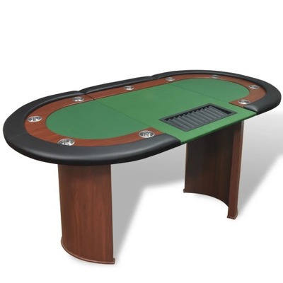 Stół do pokera dla 10 graczy z tacą na żetony,