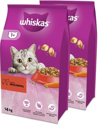 WHISKAS sucha karma dla kota z wołowiną 2x14 kg