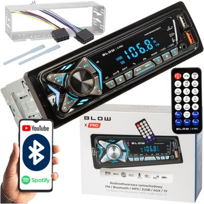 RADIO SAMOCHODOWE BLUETOOTH 1-DIN USB AUX SD MIKROFON PILOT BATERIA ZESTAW