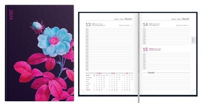 Kalendarz 2024 Hamelin książkowy dzienny A6 Universal Kwiaty