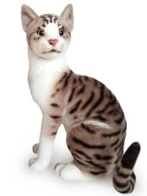 Maskotka Kot siedzący biało-szary 30cm