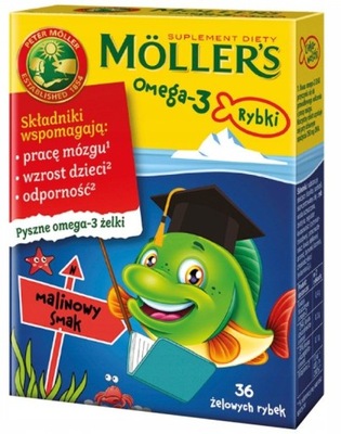 Mollers Omega-3 Rybki Malin. smak żelki 36