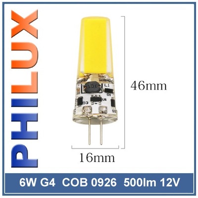 LED G4 12V AC/DC 6W COB 500lm biały ciepły