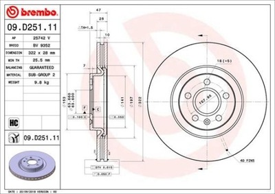 DISCO DE FRENADO PARTE DELANTERA VOLVO S90 II 16-  