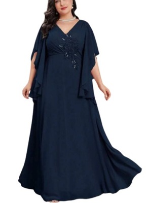 SUKIENKA PLUS SIZE KOKTAJLOWA GRANATOWA 54 V7B