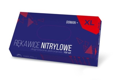 Doman+ Rękawiczki Nitrylowe 100 sztuk rozmiar XL