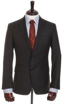 BANANA REPUBLIC brązowa marynarka męska prążek 99% wełna tailored fit r. 46