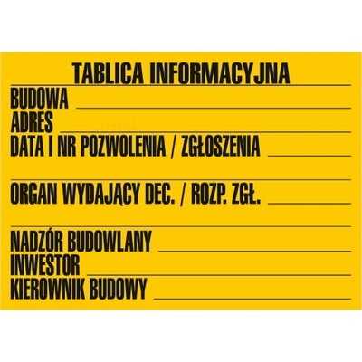 TABLICA INFORMACYJNA BUDOWLANA NA BUDOWĘ 70x50 cm