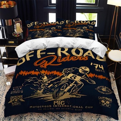 y2k KOMPLET POŚCIELI Motorcycle Rider Bed Duvet Co