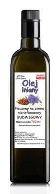 Olej lniany tłoczony na zimno - BUDWIGOWY - 750 ml