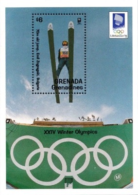 Grenada Grenadyny 1993 Znaczki Bl 277 ** sport igrzyska olimpijskie narty