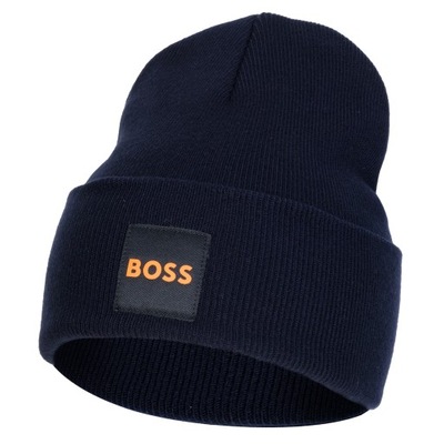 HUGO BOSS męska czapka zimowa NAVY BLU GRANATOWA ITALY NOWOŚĆ