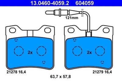 КОЛОДКИ ТОРМОЗНЫЕ PEUGEOT ЗАД 406 1,6-3,0 95-04 13.0460-4059.2