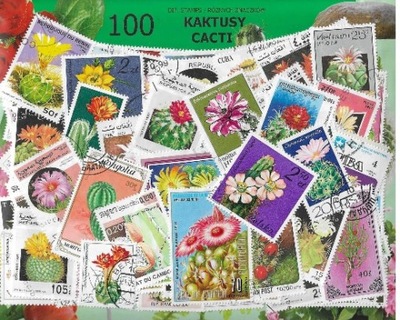 Zestaw 100 znaczków pocztowych - KAKTUSY