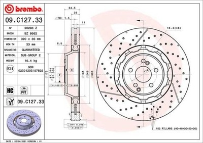 DISC BRAKE FRONT MERCEDES-BENZ WITH 63 AMG, WITH 65 AMG  