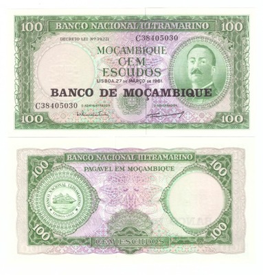 MOZAMBIK 100 ESCUDOS 1961/1976 P-117 UNC