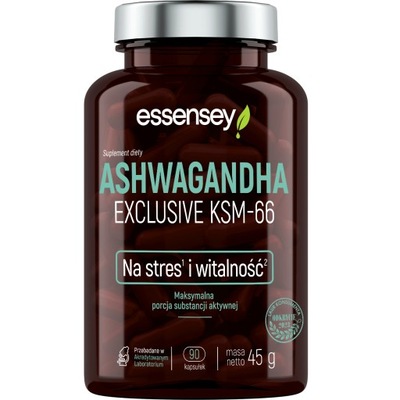 Essensey Ashwagandha Exclusive KSM-66 90 kaps MOCNA DAWKA 10 mg Witanolidów