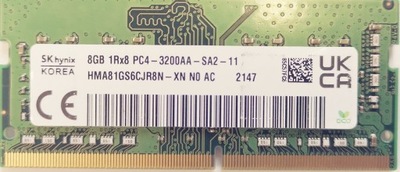Pamięć RAM DDR4 SK Hynix HMA81GS6CJR8N-XN PC4-3200AA-SA2-11 8 GB