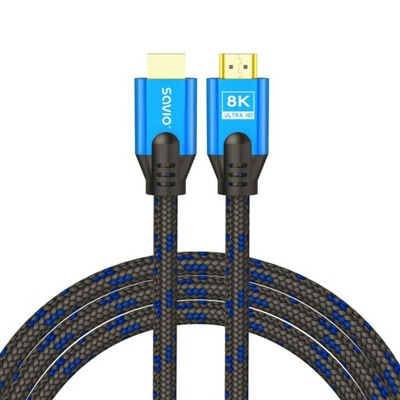 Kabel HDMI (M) v2.1, 3m, 8K, miedź, niebiesko,,,