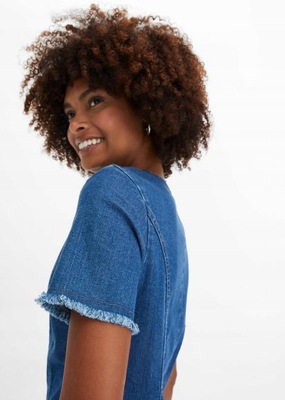 SUKIENKA JEANSOWA Z ZAMKIEM NIEBIESKA 1L2C17 Bonprix 42