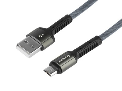 Kabel w oplocie z mikrofibry, 200 cm,USB>micro USB