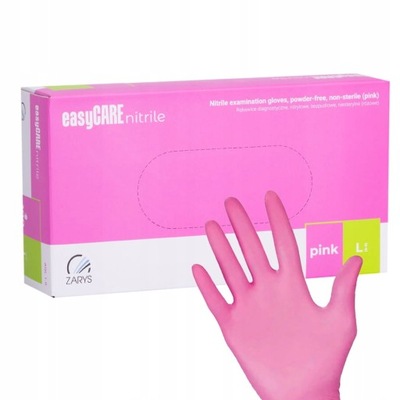 100x Rękawiczki Nitrylowe Jednorazowe Rękawice Ochronne Easycare Różowe L